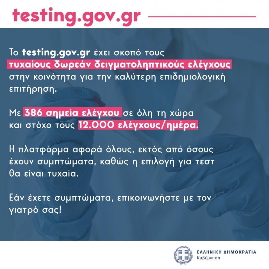 Δήμος Γρεβενών: Δωρεάν έλεγχος Covid-19 από τον ΕΟΔΥ μέσω του testing.gov.gr