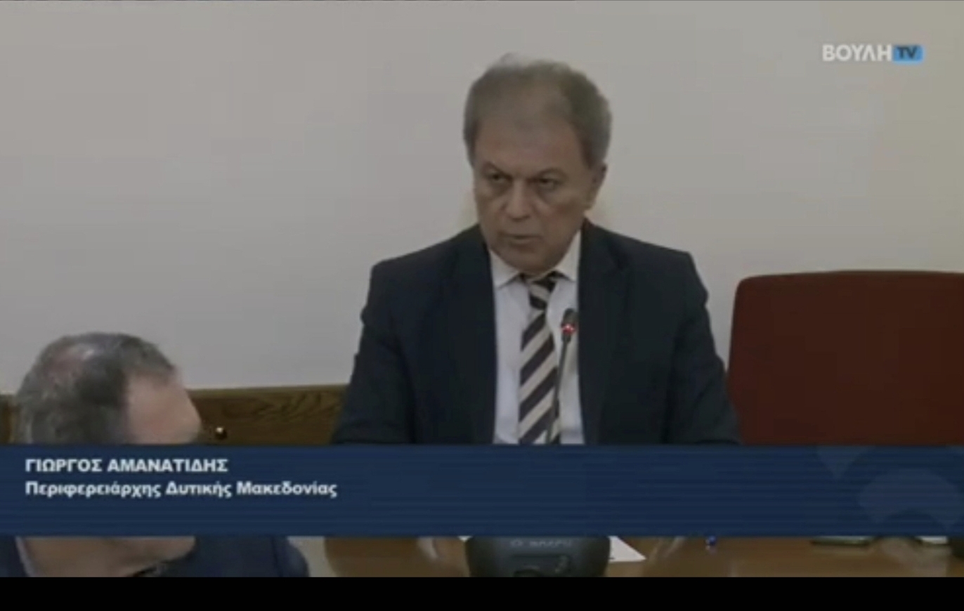 Ο Περιφερειάρχης Δυτικής Μακεδονίας Γιώργος Αμανατίδης  στη Διαρκή Επιτροπή Παραγωγής και Εμπορίου για την Εγνατία Οδό Α.Ε.